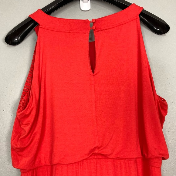 Chico’s Texture Detail Maxi Dress Women’s Size L Sleeveless Elastic Waist Orange - Picture 7 of 12